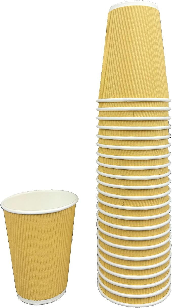 500 Pack Corrugated Insulated Ripple Wall Paper Coffee Cups Disposable To Go