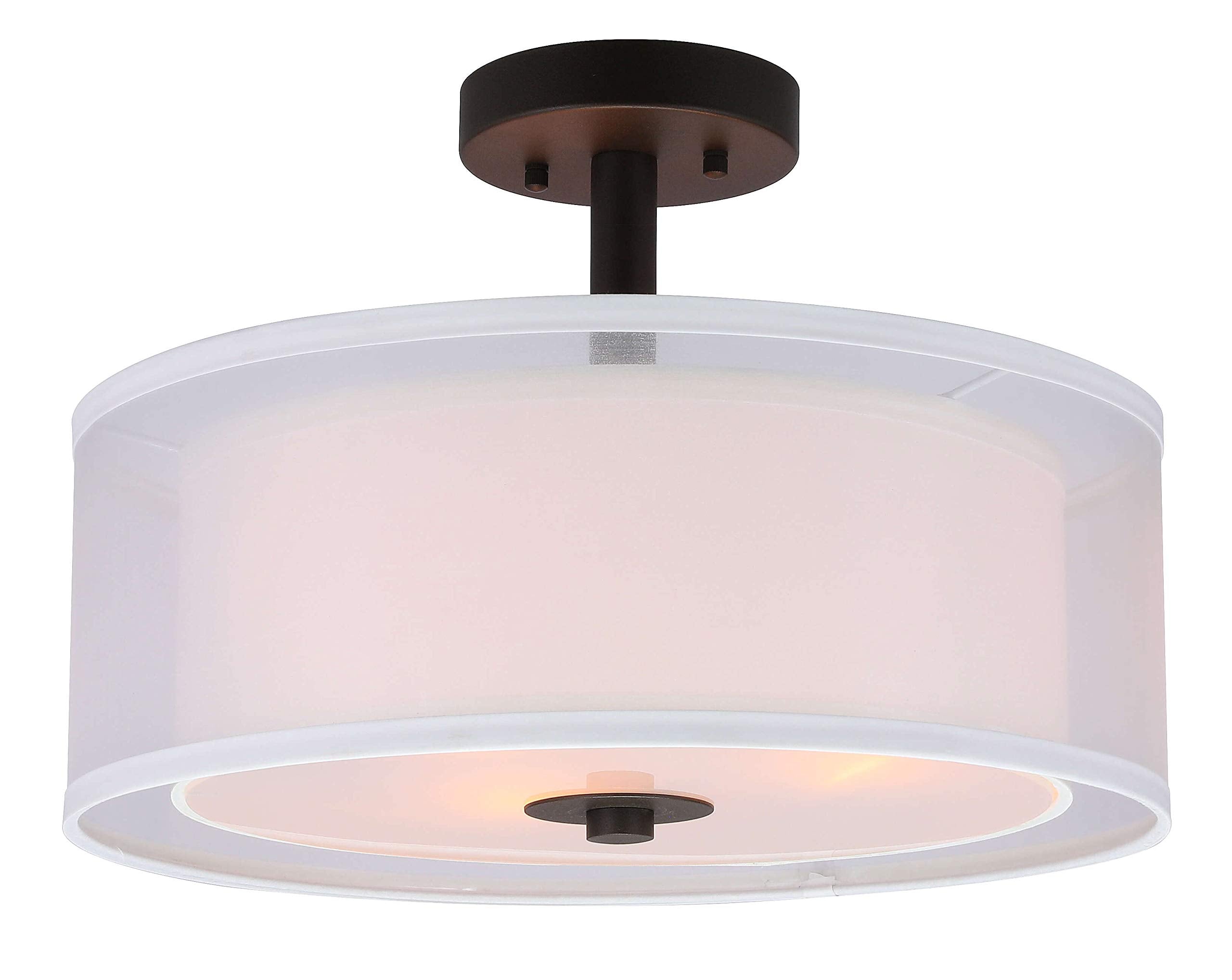 Flush Mount Ceiling Light, 3 Light Drum Semi Flush Light, 16" Close to Ceiling Light