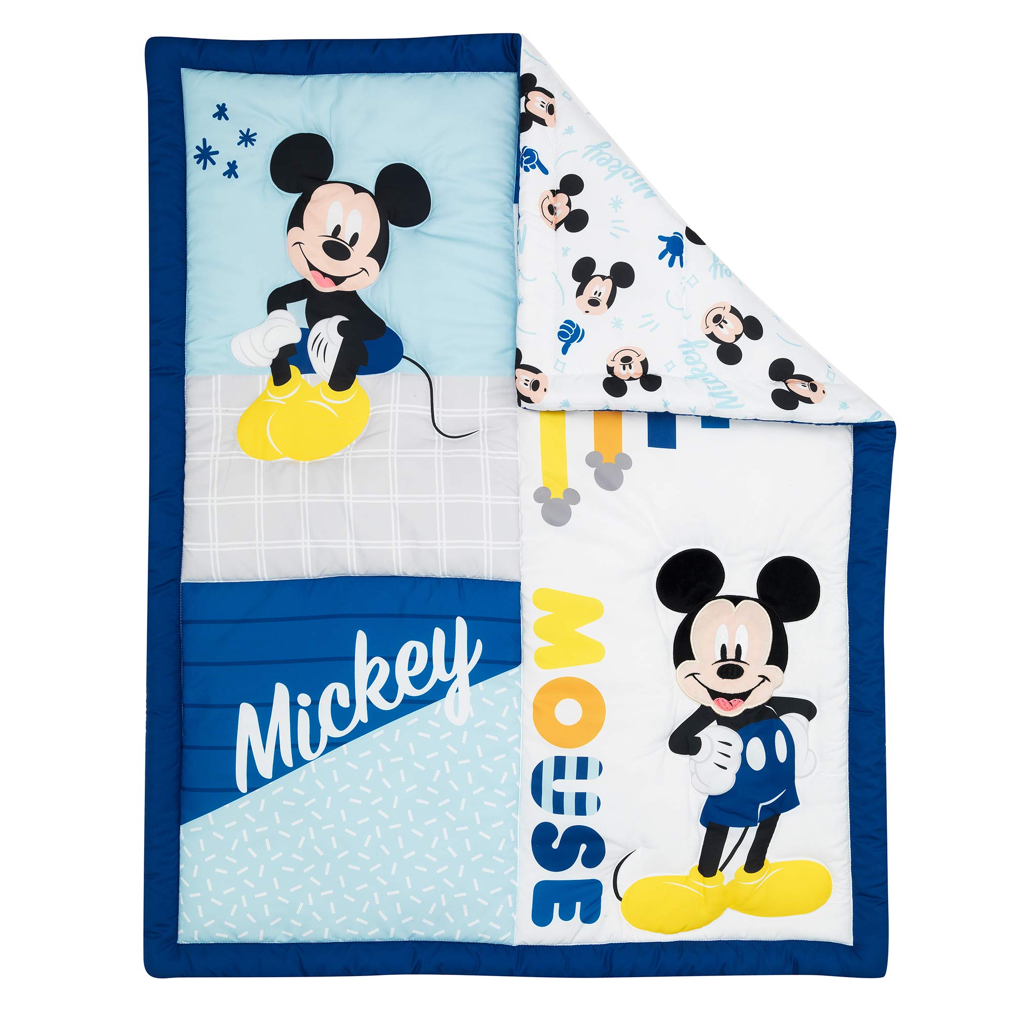 Baby Forever Mickey Mouse 3-Piece Blue Crib Bedding Set