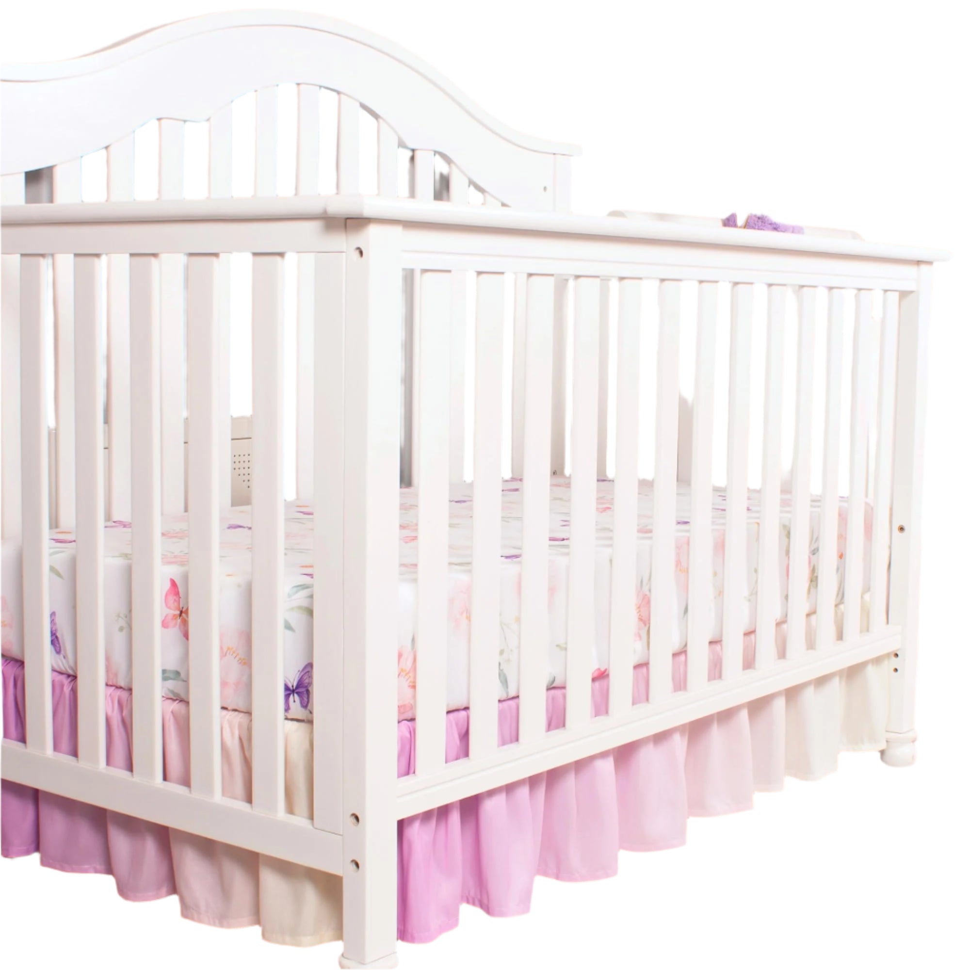 Crib Bedding Set for Girls, Watercolor Purple Butterfly 3 Piece