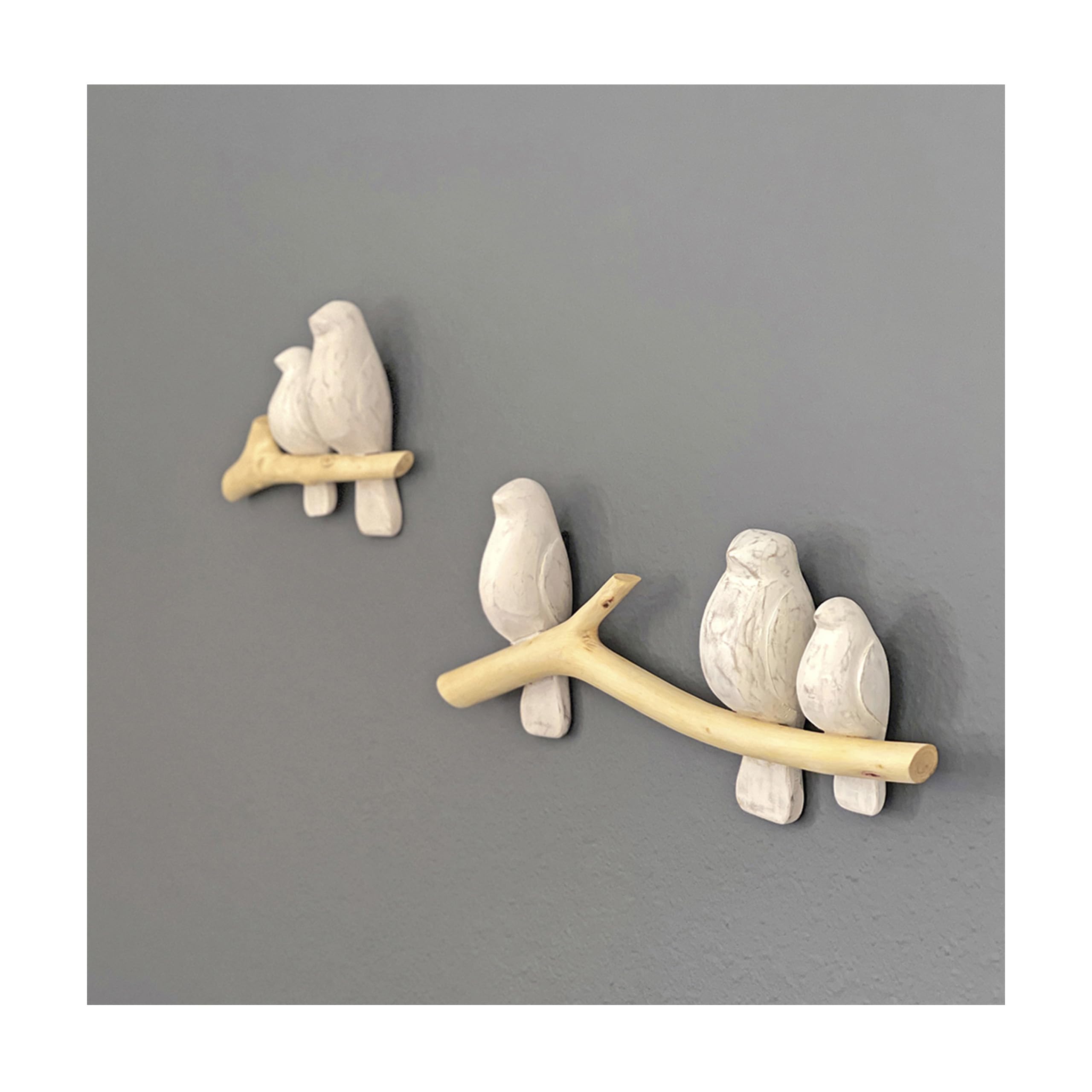 Handcrafted Wooden Bird Wall Decor, 2-Piece Set for Boys or Girls Woodland Nursery Decor