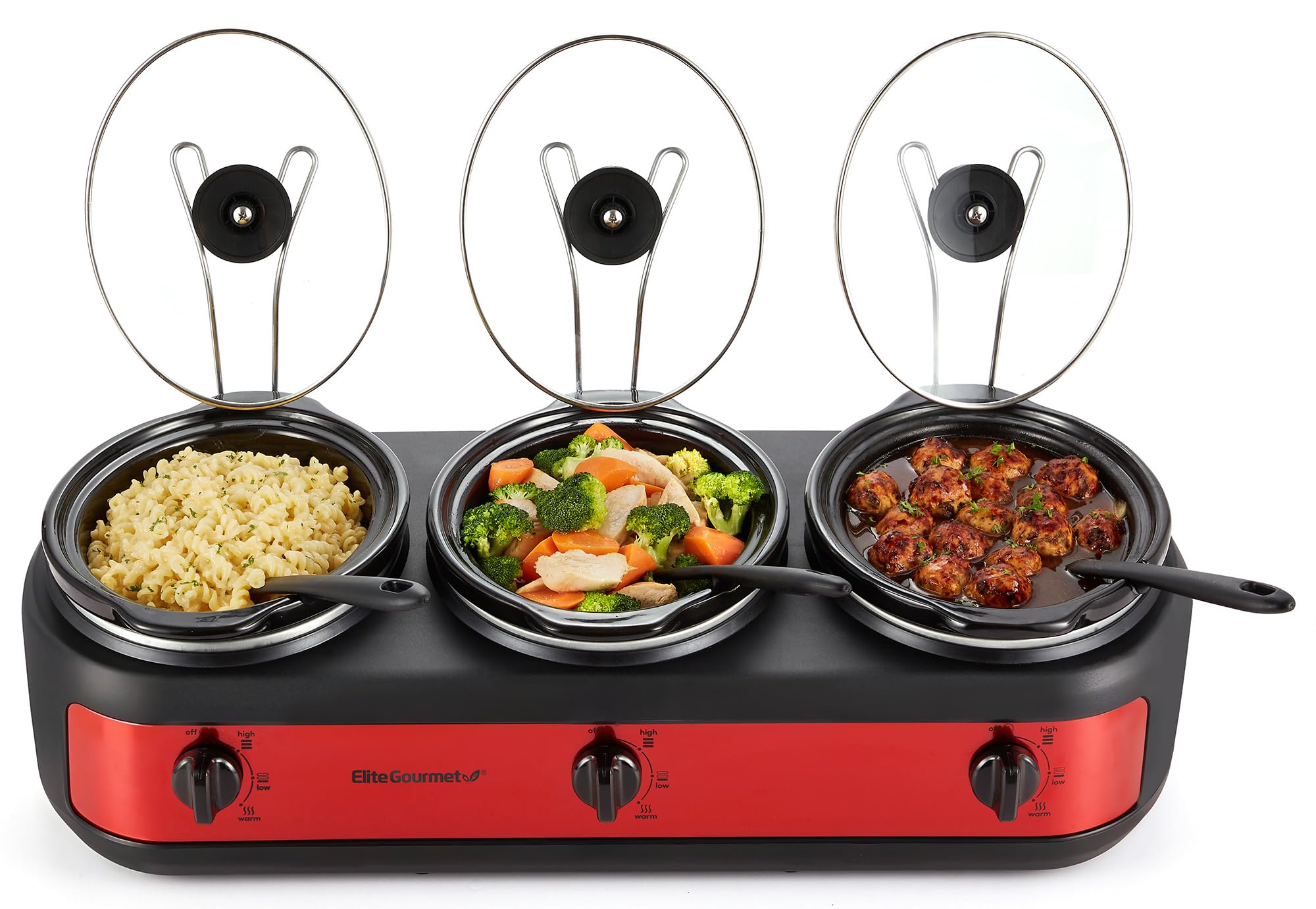 325R Maxi-Matic Triple Slow Cooker Buffet Server Adjustable Temp Dishwasher