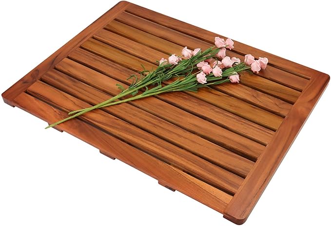 (24"x18") Teak Wood Bath Mat, Shower Mats for Bathroom