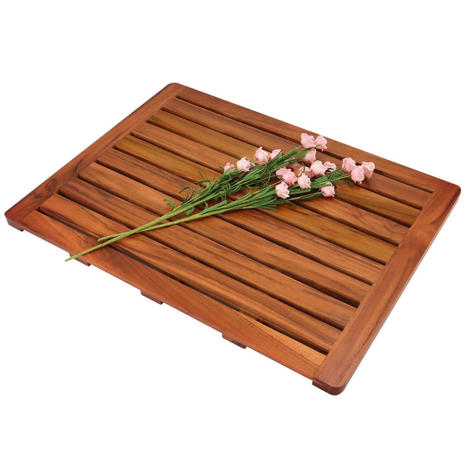 (24"x18") Teak Wood Bath Mat, Shower Mats for Bathroom