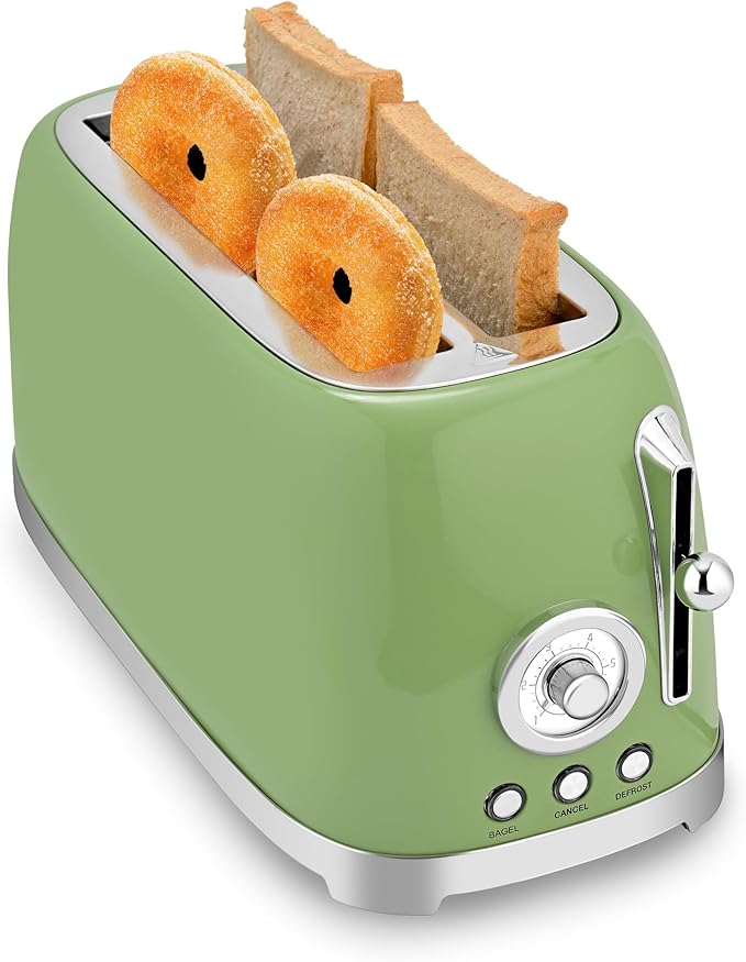 Toaster 4 Slice Wide Slot, Stainless Steel Bread Bagel Toasters