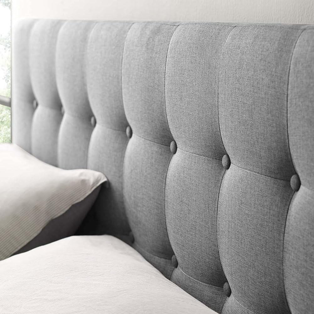 Gray Linen Queen Headboard