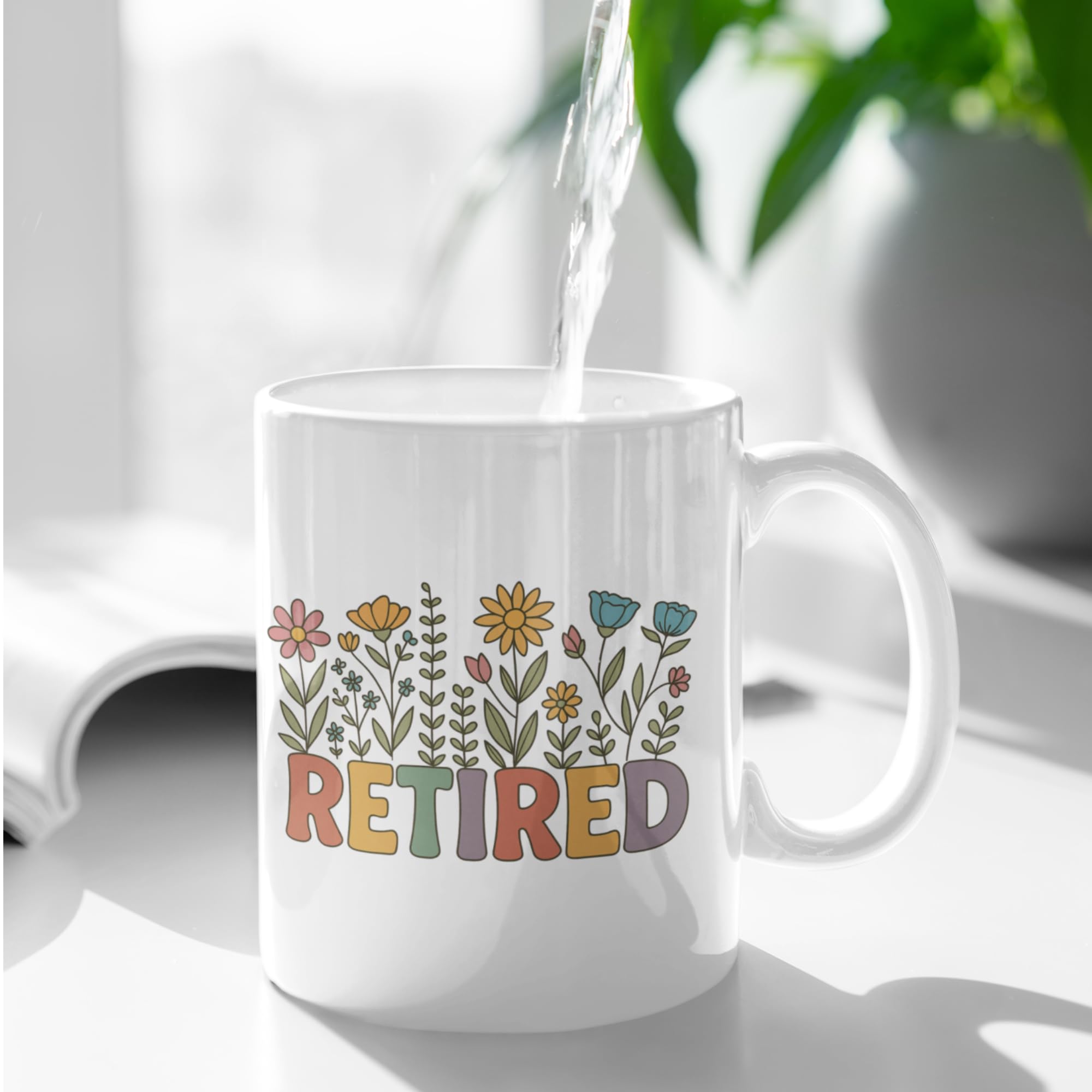 Retired Coffee Mug – Floral Retirement Gift for Women & Men