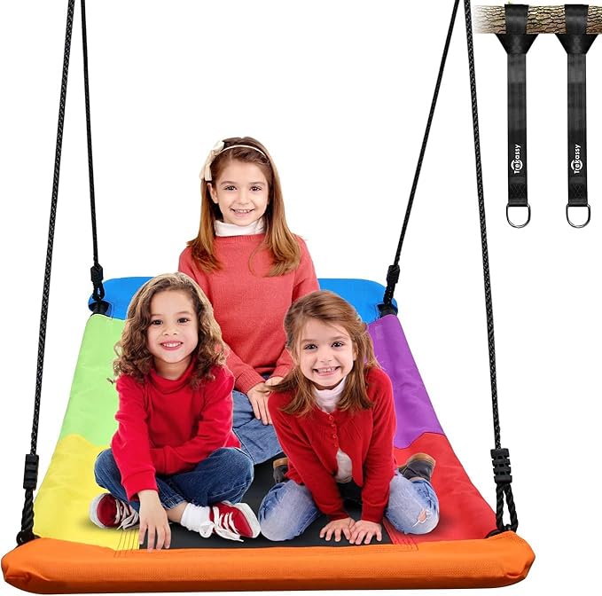 700lb Giant 60" Skycurve Platform Tree Swing for Kids and Adults with 2 Hanging
