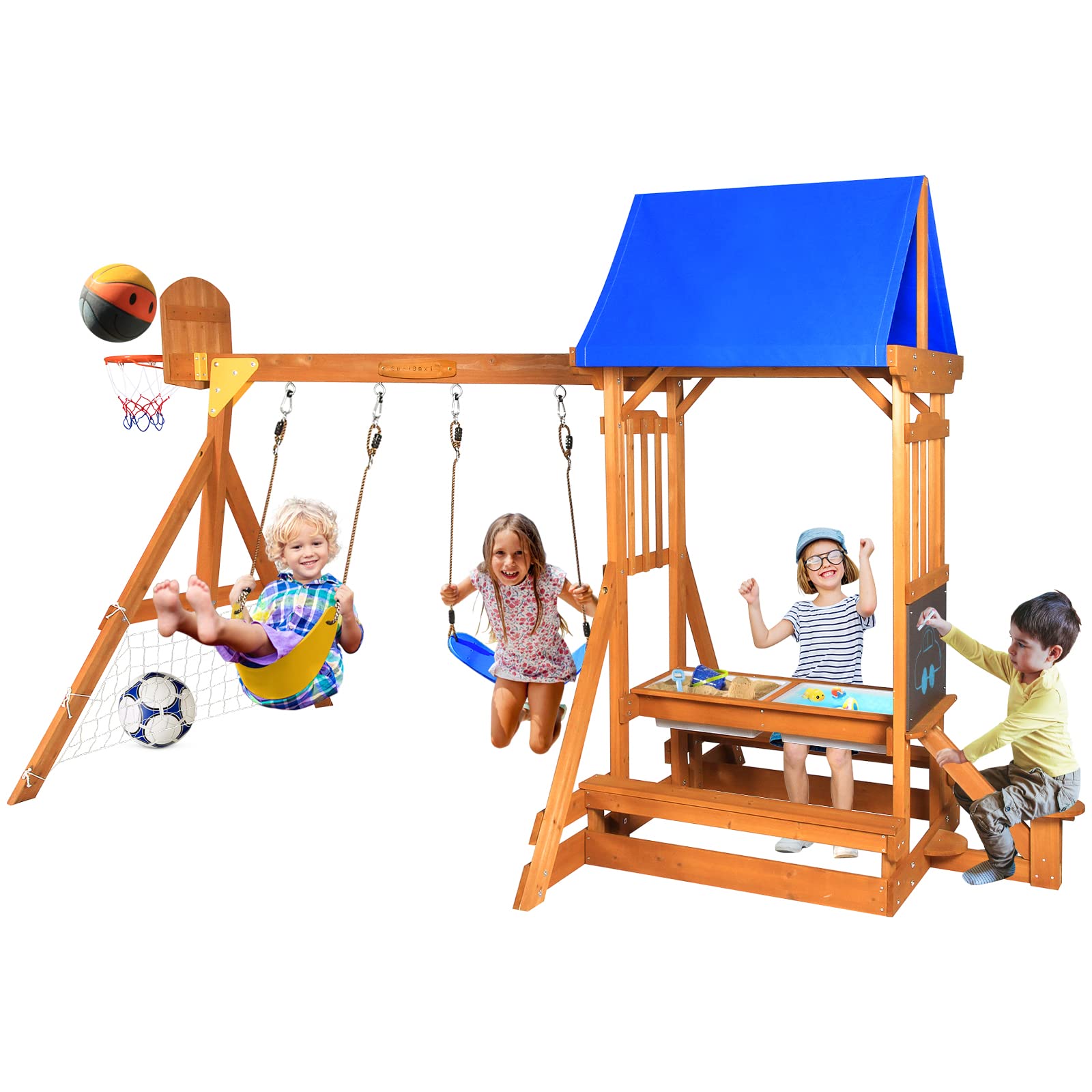 Wooden Swing Set/Playset Made for Small Yards and Kids Toddlers Age 3-6