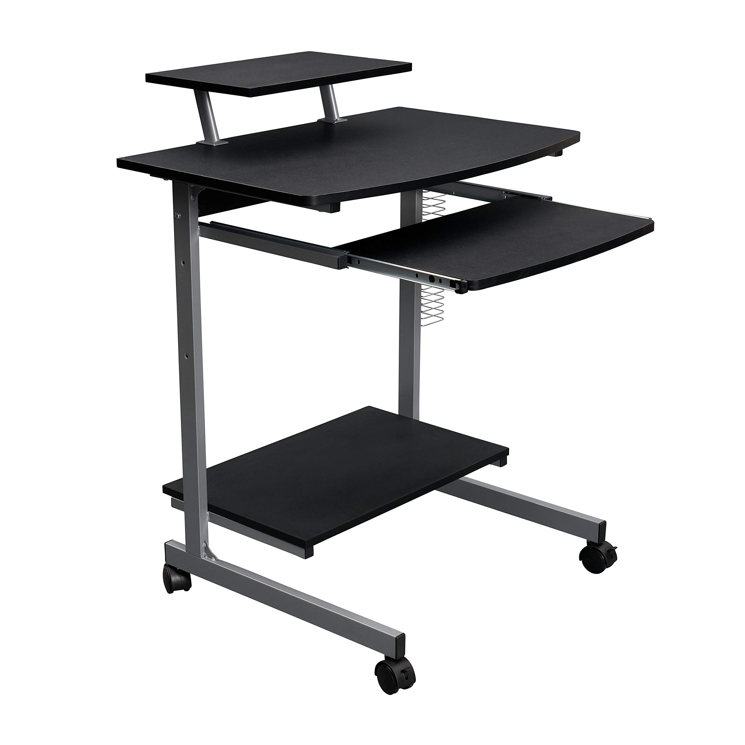 Rolling Mobile Computer Desk/Cart with Storage Shelves