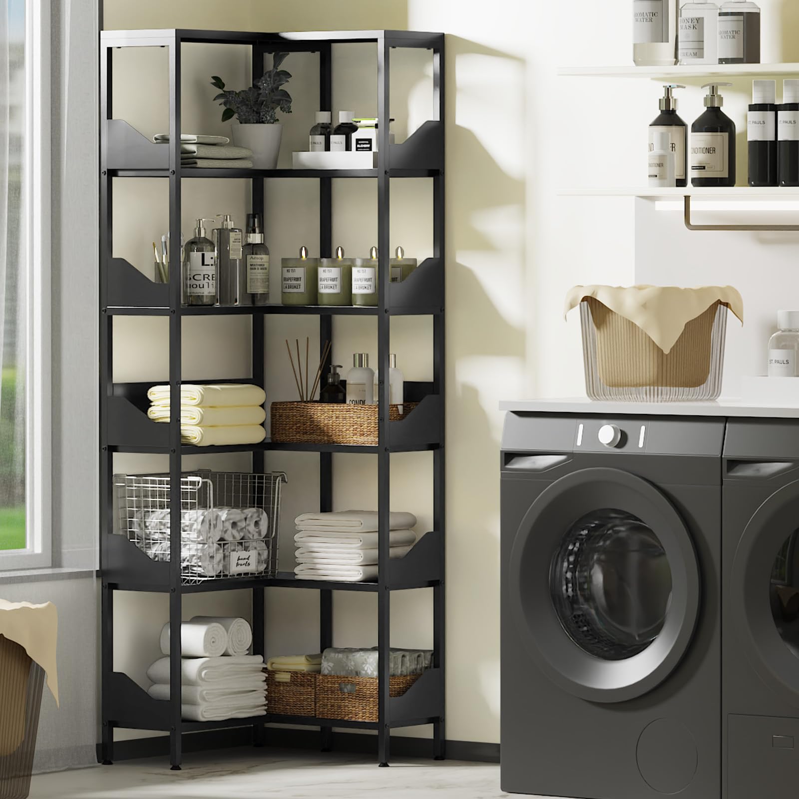 Metal Corner Bookshelf for Space Management