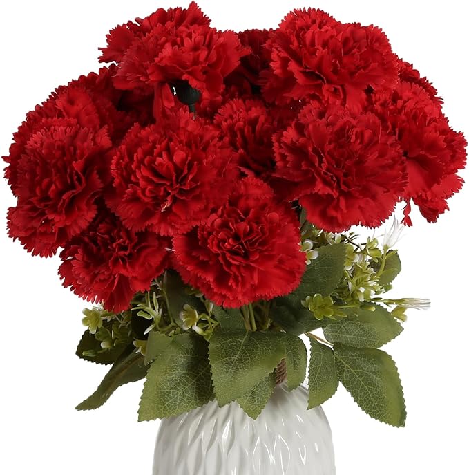 Carnations Artificial Flowers 21 Heads Silk Carnations