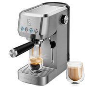 Espresso Machine 20 Bar, Stainless Steel Coffee Maker with Milk Frother Steam