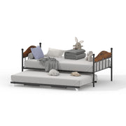 Daybed With Trundle, Metal Twin Size Day Bed With Stylish Headboard, Sofa Bed Frame