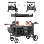 Stroller,Foldable All-Terrain Quad Wagon Stroller with Canopy,Detachable Tray