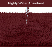 LuxUrux 4-Piece Bathroom Rug Set - Soft Chenille Mats, Non-Slip Toilet Mat & Lid Cover for Comfort & Style (20x20 U, 16x24, 20x30 & 19x19 inches, Burgundy)