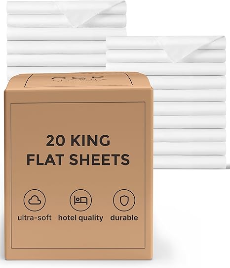 Bulk Case Pack of 20 Flat Sheets - 20 Flat Twin Sized Sheets