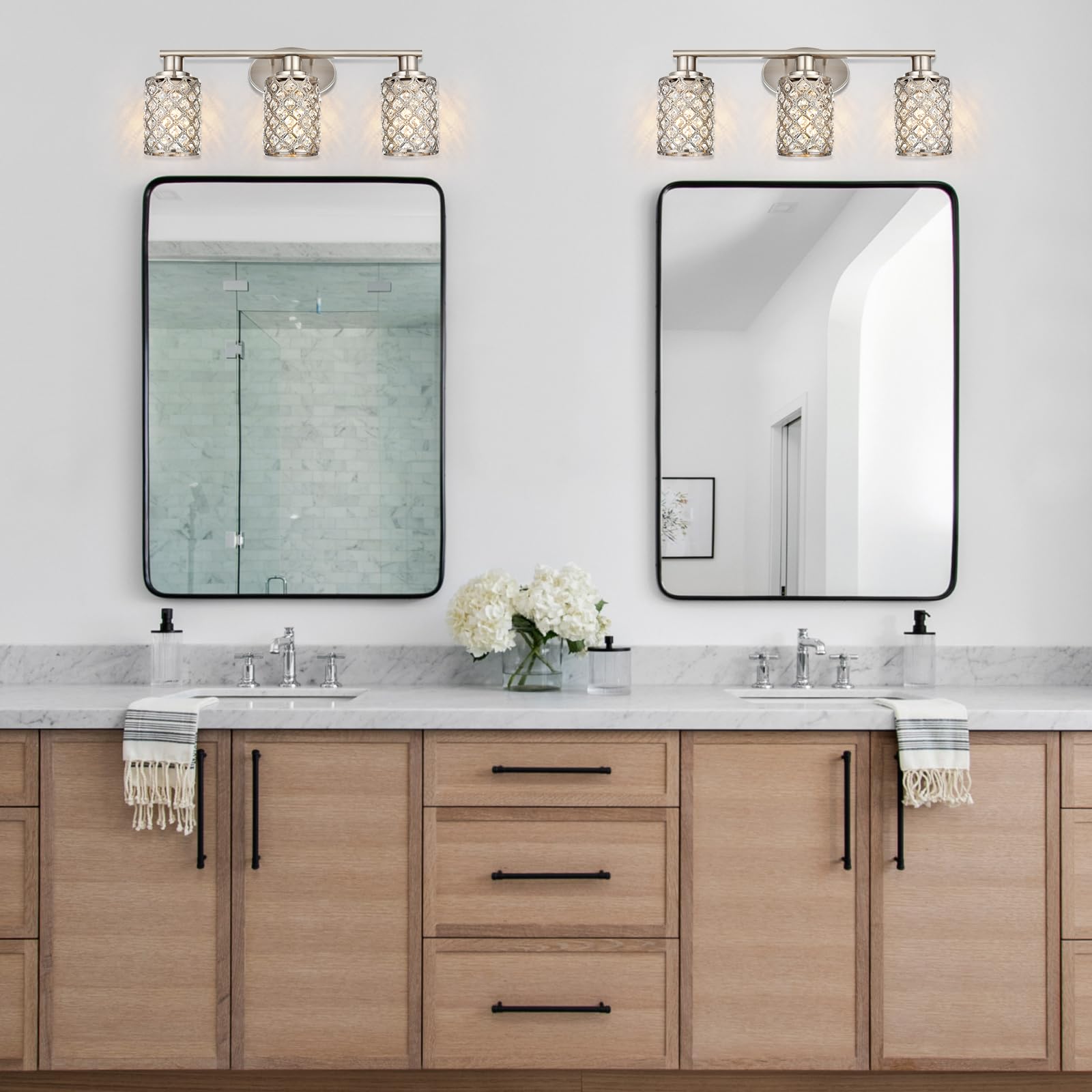3 Light Bathroom Light Fixtures, Modern Farmhouse Vanity Light