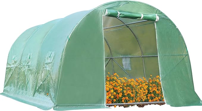 10'x7'x7' Green House Portable Greenhouse Large Walk-in Greenhouses Rolling-up Door
