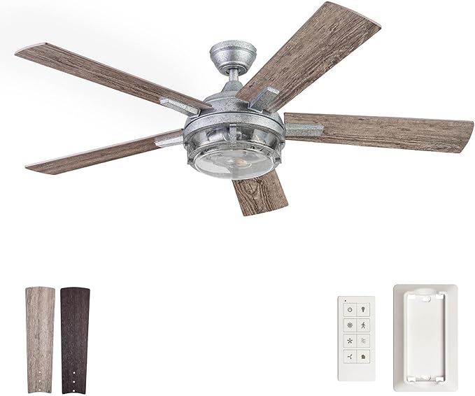 Freyr, 52 Inch Indoor Outdoor LED Ceiling Fan with Light, Remote Control
