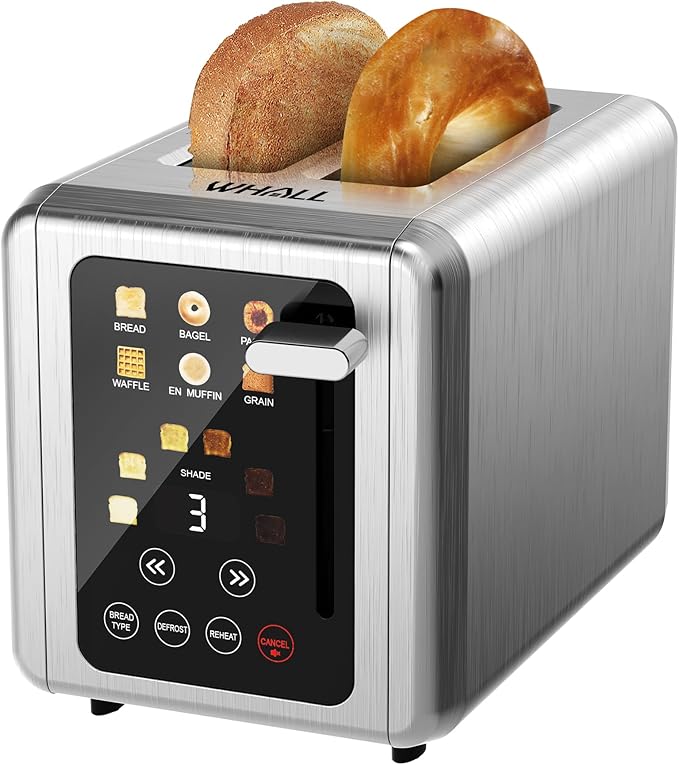 Touch Screen Toaster 2 Slice,Stainless Steel Digital Timer Toasters