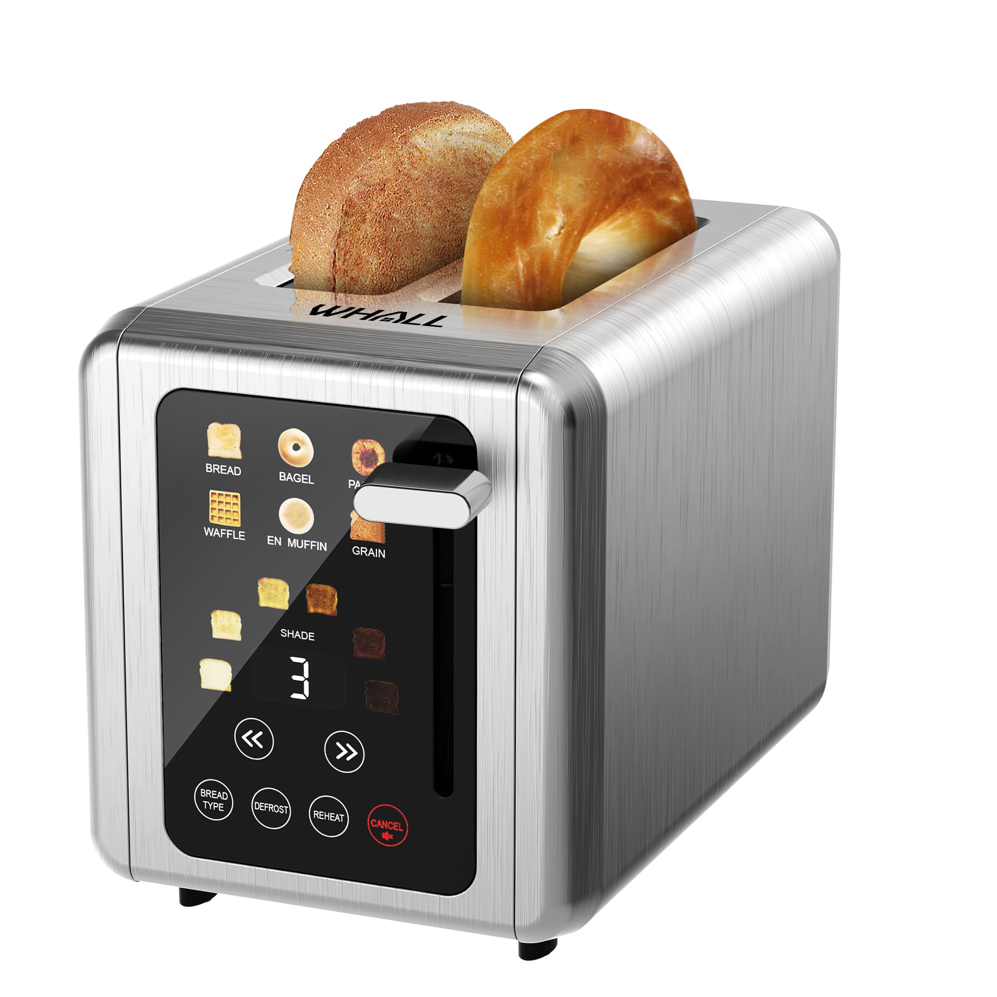 Touch Screen Toaster 2 Slice,Stainless Steel Digital Timer Toasters