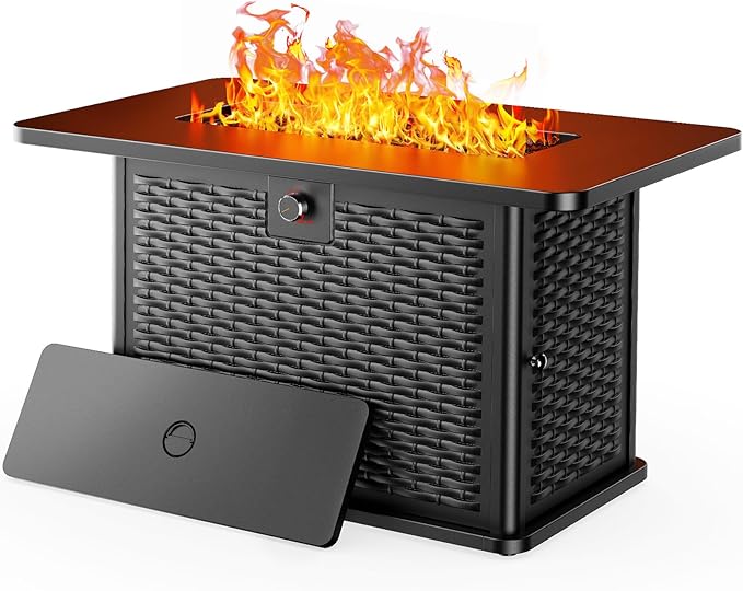 43-Inch Rectangular Propane Fire Pit with 60,000 BTU Output, Fire Pit Table Premium Gas