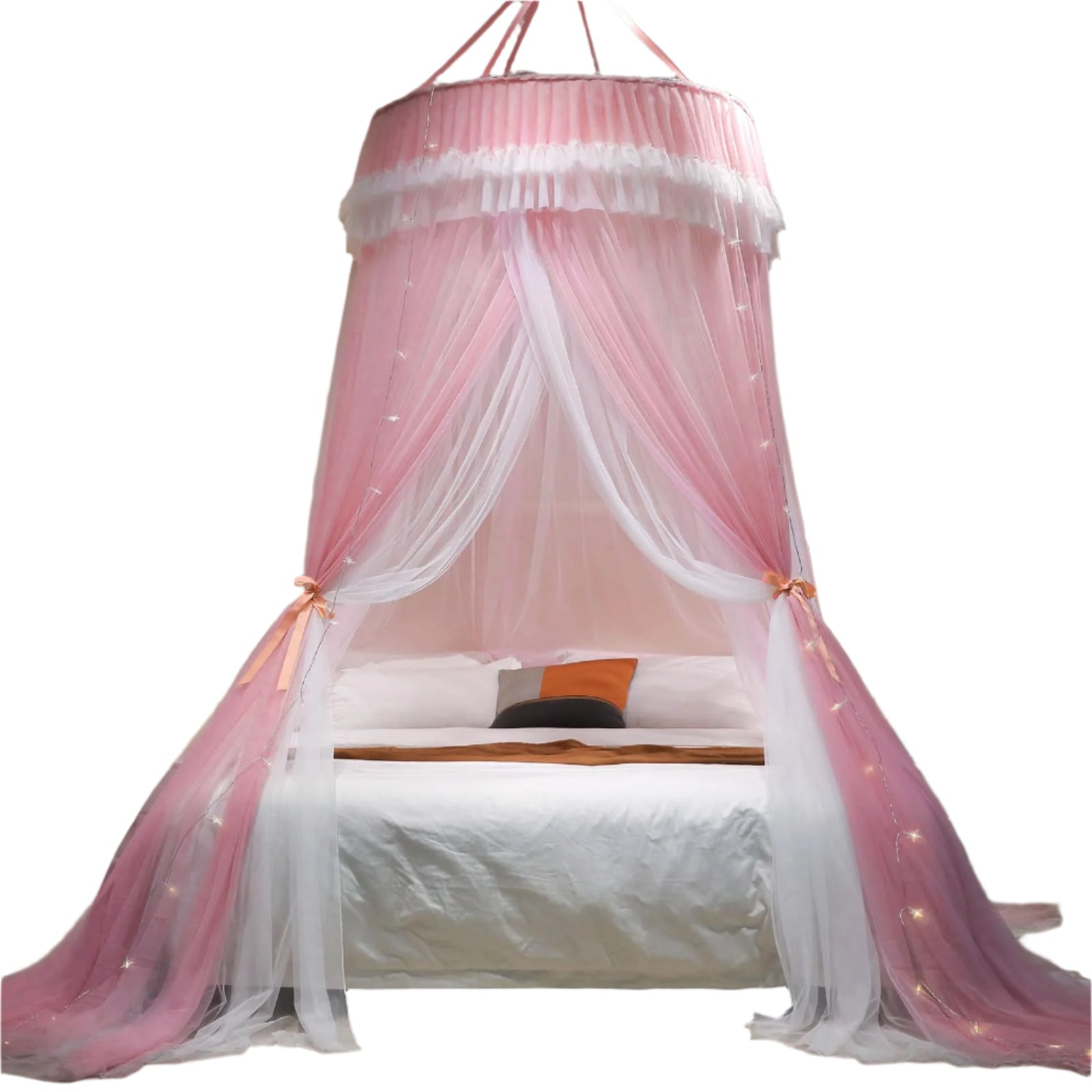Girls and Adults Canopy Bed, Elegant Double-Layer Bed Curtain