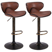 Set of 2 Barstools, Swivel Bar Stool with Backrest, Footrest and Height Adjustable