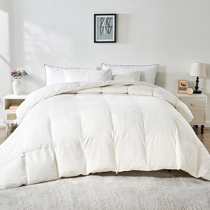 100% Organic Cotton Feather & Down Fibers Comforter Queen Size