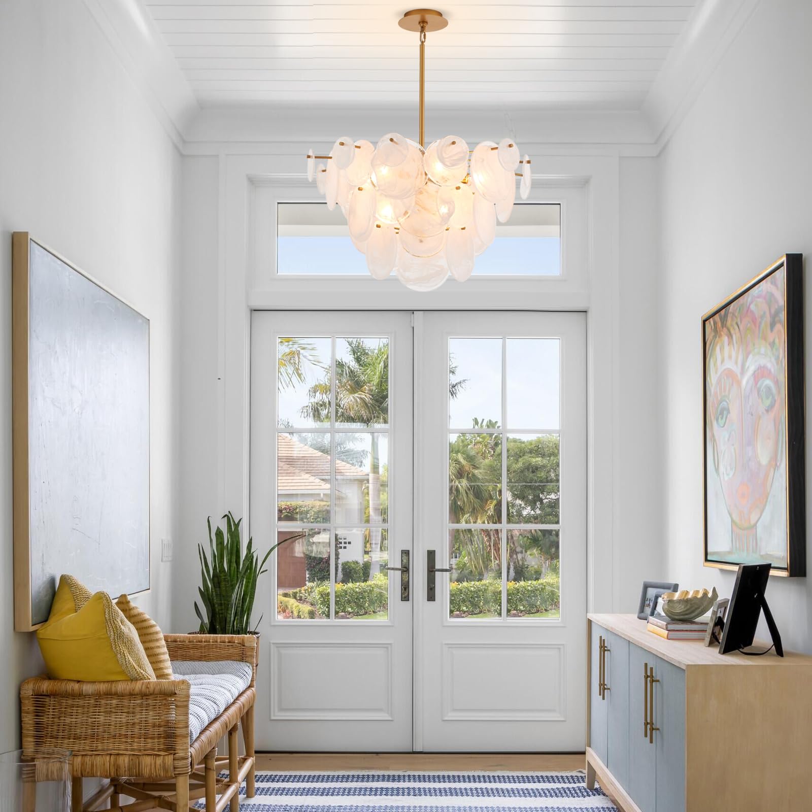 Dia 28 Inch, Modern Glass Chandeliers for Bedroom