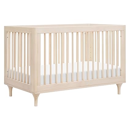 3-in-1 Convertible Crib with Toddler Bed Conversion Kit in White and Natural