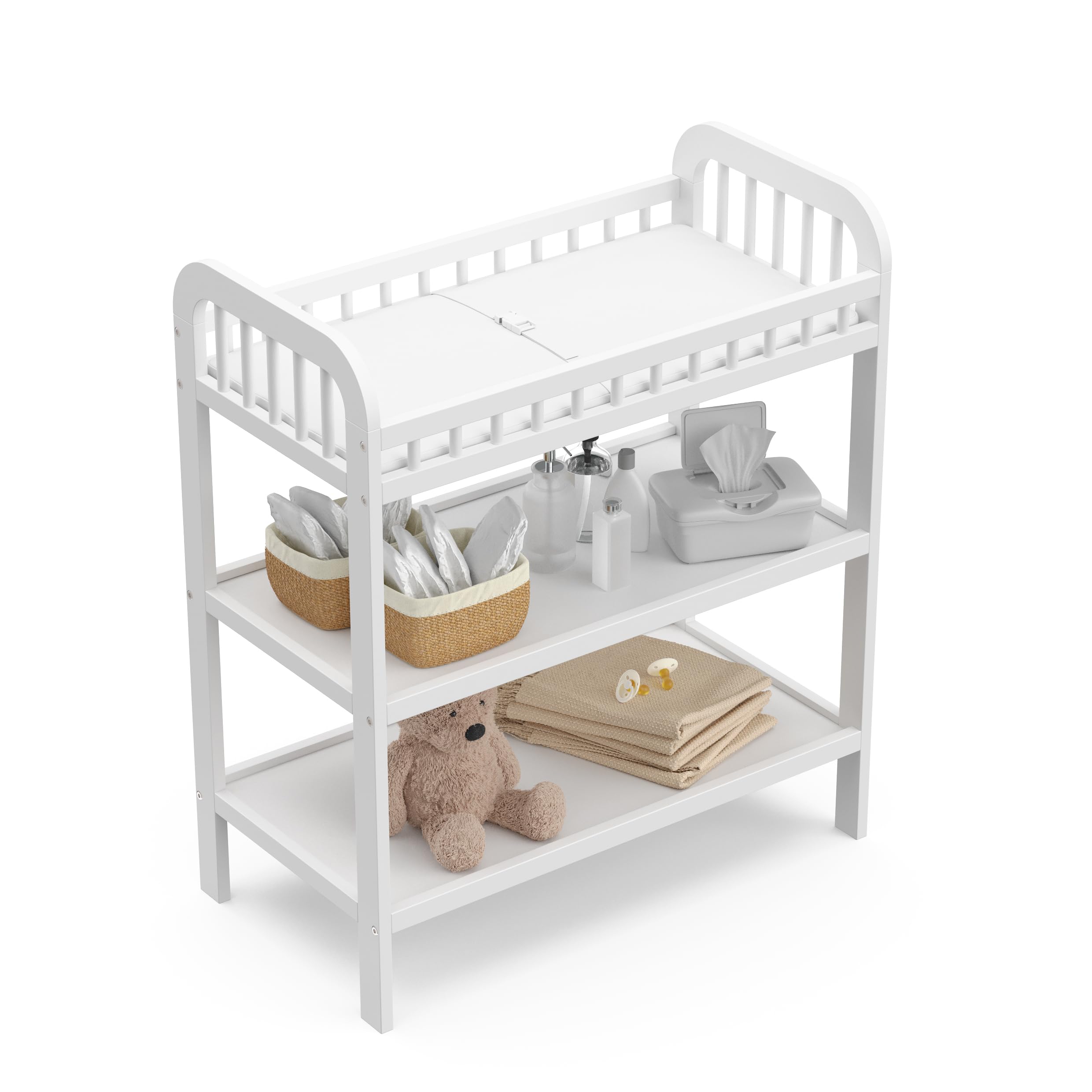 Pasadena Changing Table with Water-Resistant Changing Pad (White)