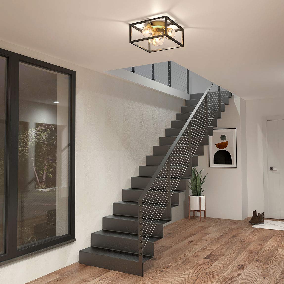 Griffintown Square Flush Mount with Glass Ball Shade