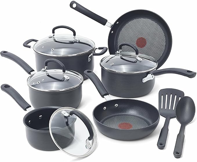 Ultimate Hard Anodized Nonstick Cookware Set 17 Piece, Oven Broiler Safe 400F