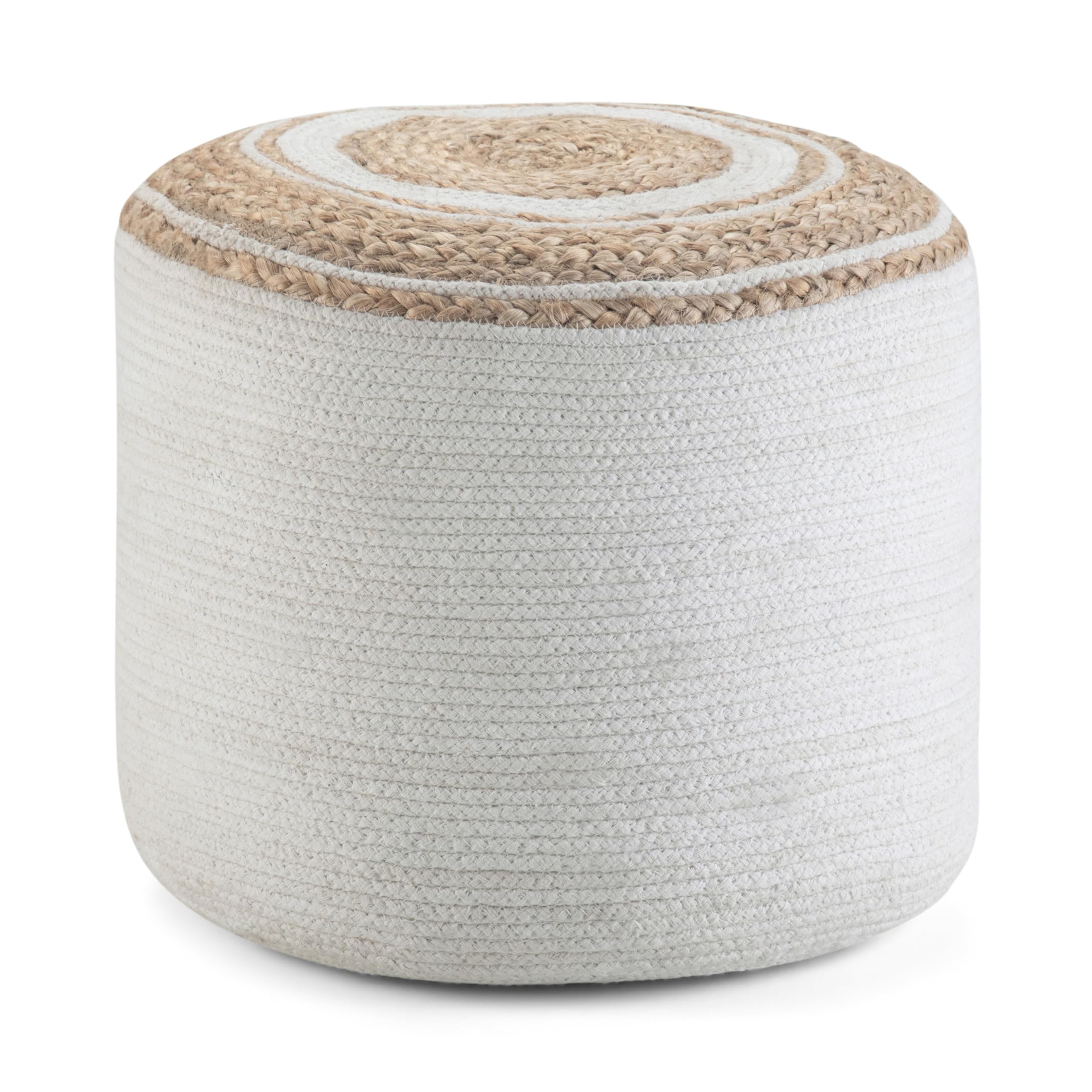 Serena Round Braided Pouf, 18 inch, Natural