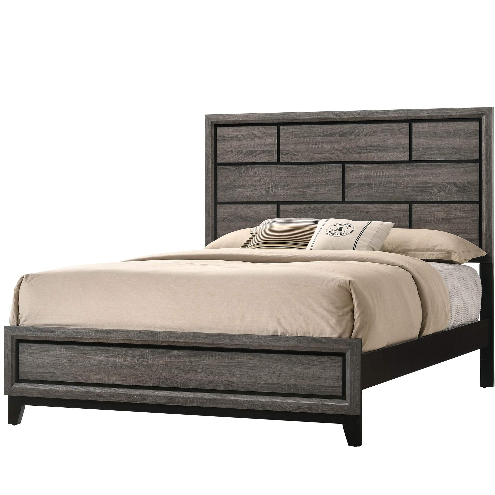 Grooved Panel Contemporary Eastern King Bed,Bed Frames