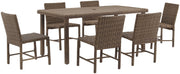 Bradenton 7-Piece Outdoor Dining Set for 6, Wicker Patio Table and Chairs for Backyard