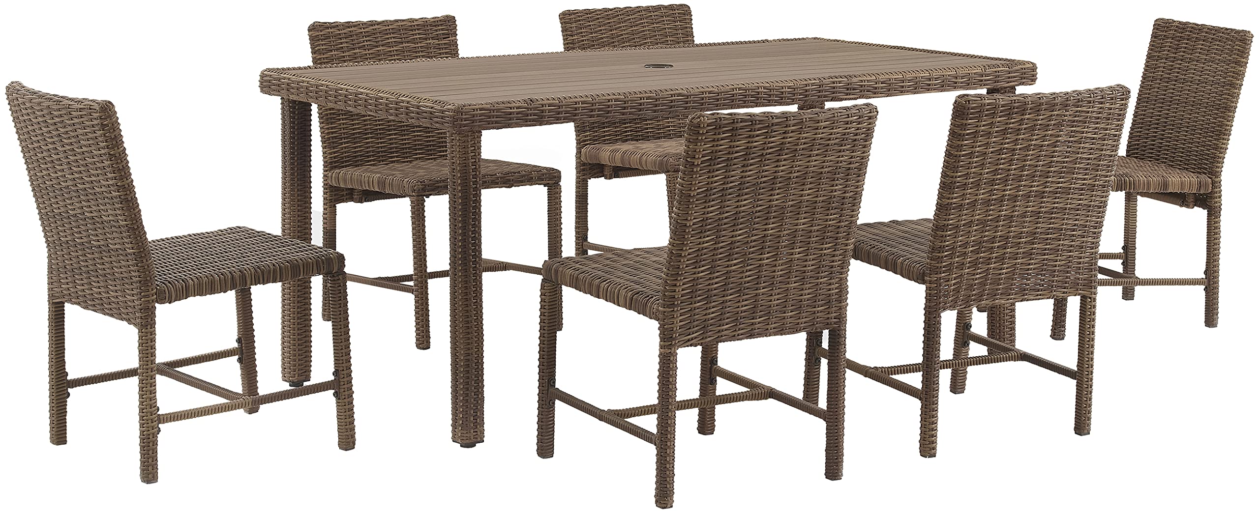 Bradenton 7-Piece Outdoor Dining Set for 6, Wicker Patio Table and Chairs for Backyard