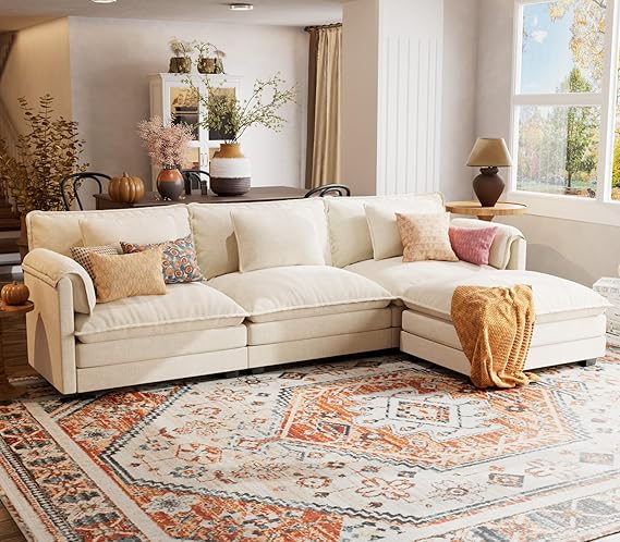 113" Modular Sectional Sofa, Comfy Cloud Couch, L Shaped Deep Seat Sofa