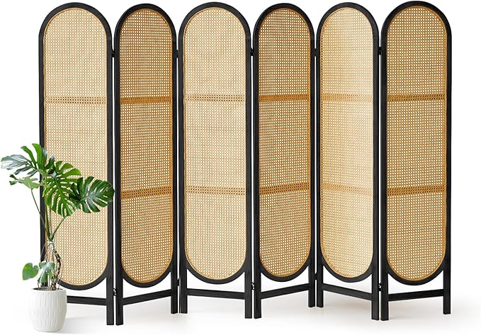 6 Panel Room Divider, 5.6 Ft Foldable Wood Room Divider Screen