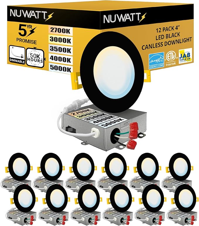 4 Inch Ultra-Thin LED Recessed Lighting, 5CCT 2700K/3000K/3500K/4000K/5000K