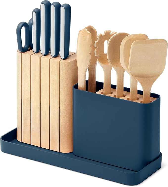 Kitchen Knife Set & Wooden Utensil Set - Made With Premium German Steel