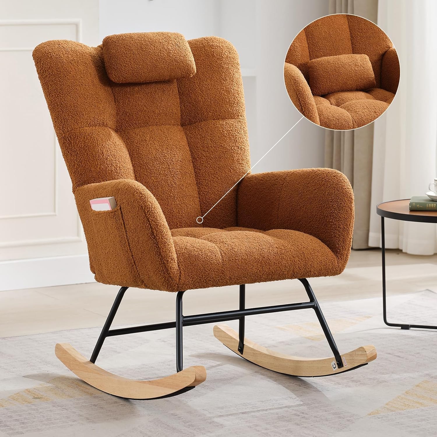 Upholstered Nursery Rocking Chair Indoor Comfortable Glider Chair