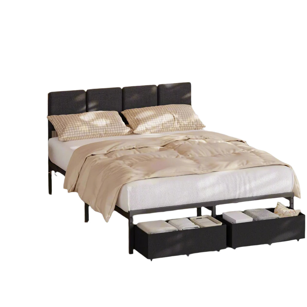 Full Size Bed Frame with Headboard,Upholstered Bed Full with LED Light