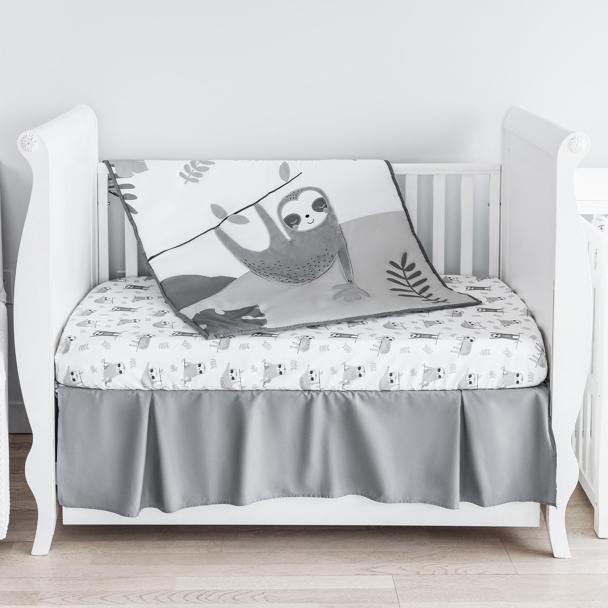 Crib Bedding Set Neutral, 5pc Baby Bedding Set Includes Baby Comforter, Fitted Sheets