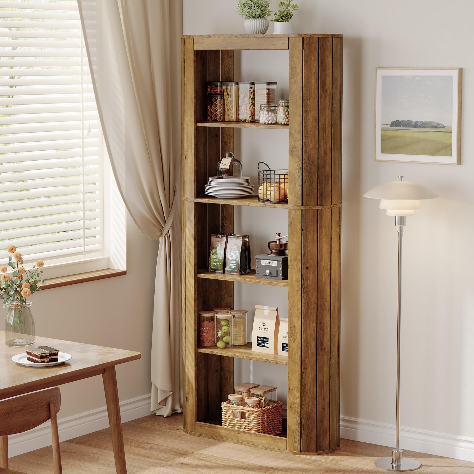 70.9" Tall Kitchen Pantry, Farmhouse Storage Cabinet with 5-Tier Storage Shelf
