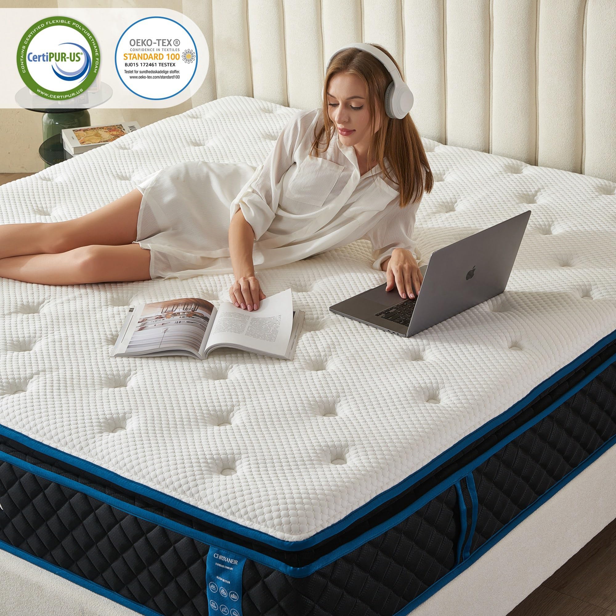 King Size Mattress | 12 Inch Hybrid Mattress in a Box | Medium Firm Memory Foam & Pocket Springs | Motion Isolation & Pressure Relief | CertiPUR-US Certified | Breathable Tencel Cover for Comfort