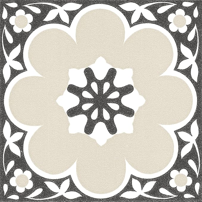 12-in by 12-in Black Daphne Vinyl Peel & Stick Floor Tiles (10 Tiles), (10 sq.ft./Carton)