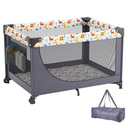 Baby Travel Crib and Play Yard, Folding Baby Playpen with Soft Mattress Pad,